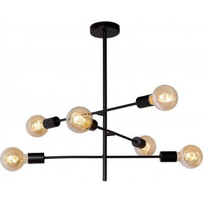 Chandelier 160W 83×59 cm. 6 spotlights Metal casting. Black Color