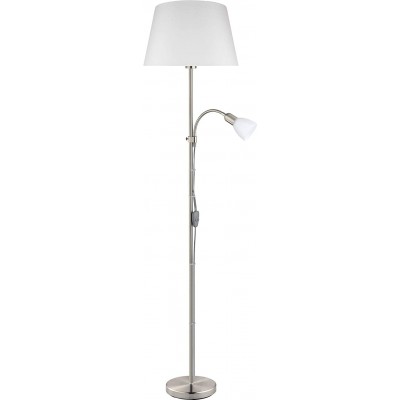 Lámpara de pie Eglo Forma Cilíndrica 170×38 cm. Aplique auxiliar para lectura Salón, comedor y dormitorio. Estilo moderno. Acero y Cristal. Color blanco