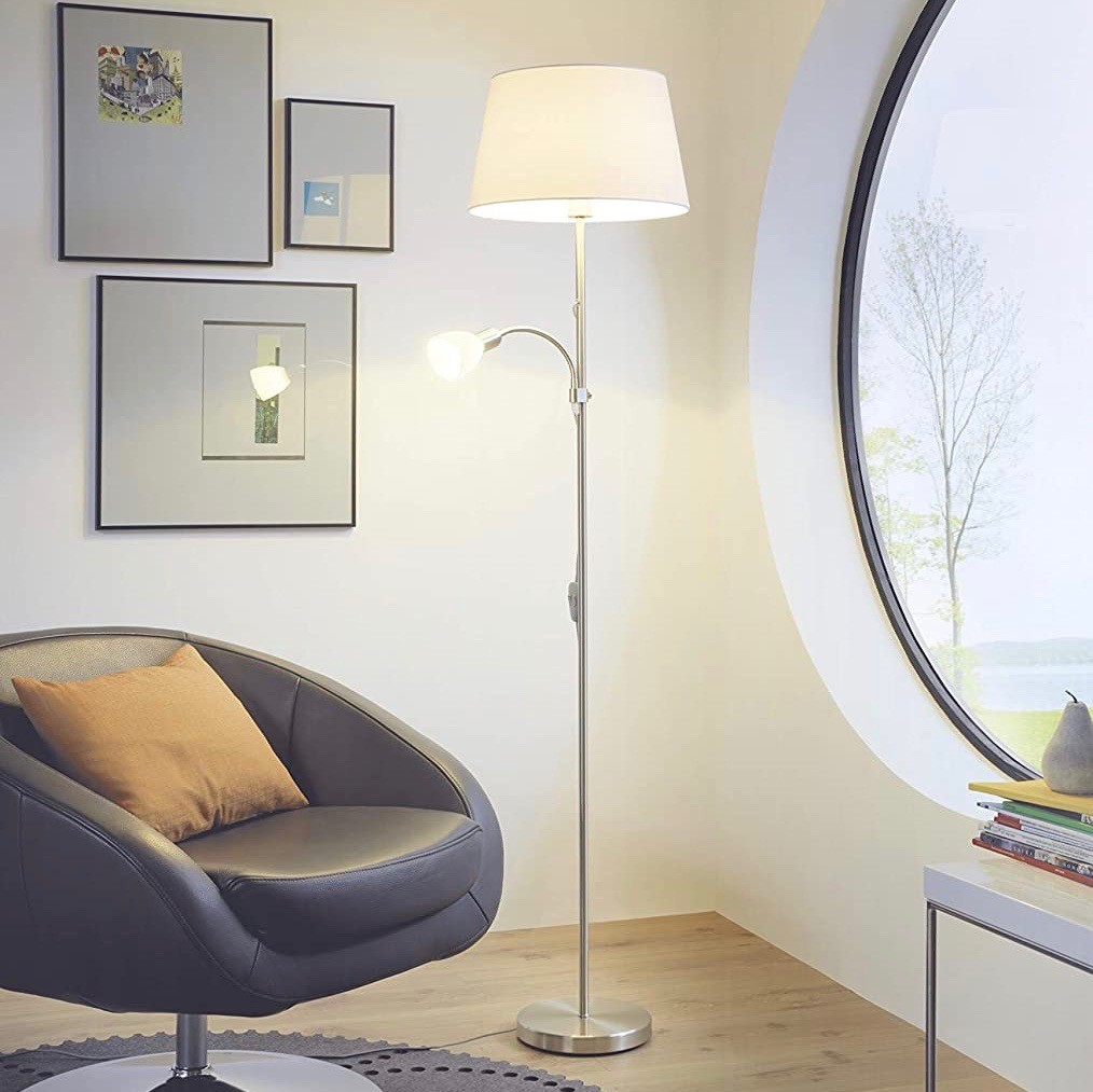 119,95 € Envoi gratuit | Lampadaire Eglo 170×38 cm. Lampe d'appoint pour la lecture Acier et cristal. Couleur blanc