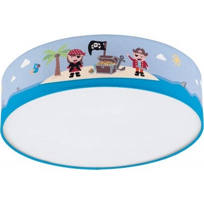76,95 € Free Shipping | Indoor ceiling light Eglo 40W Round Shape 38×38 cm. Double spotlight with pirate motif Living room, dining room and bedroom. Steel and Textile. Blue Color