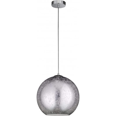 Lámpara colgante 16W Forma Esférica 30×30 cm. Salón, dormitorio y vestíbulo. Metal. Color plata