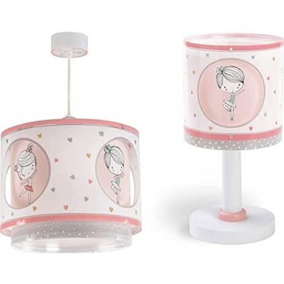 Lámpara infantil Forma Cilíndrica Lámpara de sobremesa y lámpara colgante. Diseño con forma de bailarina Salón, comedor y dormitorio. Color blanco