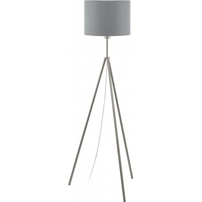 Lampadaire Eglo 11W 3000K Lumière chaude. 144×34 cm. Posé sur trépied Acier, pmma et textile. Couleur argent