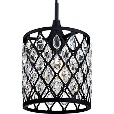 Hanging lamp 60W Cylindrical Shape LED Living room, dining room and lobby. Metal casting. Black Color