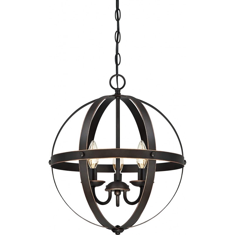 95,95 € Free Shipping | Hanging lamp 60W Spherical Shape 141×44 cm. 3 points of light Dining room, bedroom and lobby. Metal casting. Golden Color