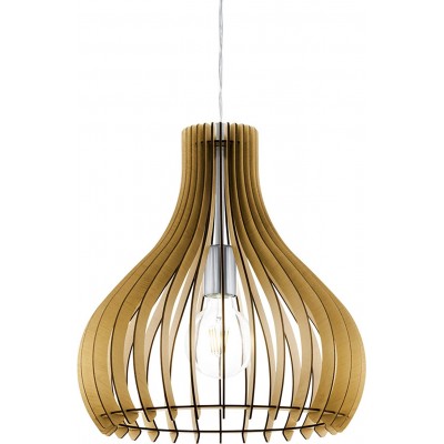 84,95 € Free Shipping | Hanging lamp Eglo 60W Conical Shape Ø 38 cm. Dining room, bedroom and lobby. Modern Style. Steel and Wood. Golden Color