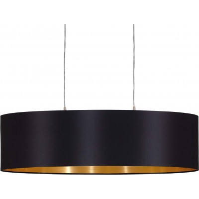 138,95 € Free Shipping | Hanging lamp Eglo 60W Oval Shape 110×78 cm. 2 points of light Kitchen, dining room and bedroom. Modern Style. Steel, PMMA and Textile. Black Color