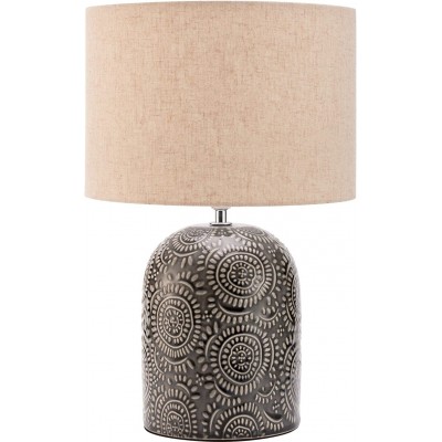 93,95 € Free Shipping | Table lamp 20W Cylindrical Shape 42×27 cm. Dining room, bedroom and lobby. Modern Style. Ceramic and Textile. Beige Color