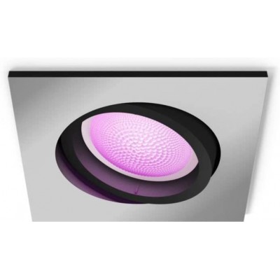 Illuminazione da incasso Philips 6W 6500K Luce fredda. 9×9 cm. LED regolabile. RGB multicolore. Alexa e Google Home Colore grigio