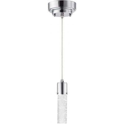 Lampada a sospensione 8W Forma Cilindrica 155×13 cm. LED Soggiorno, sala da pranzo e camera da letto. Acciaio e Cristallo. Colore cromato