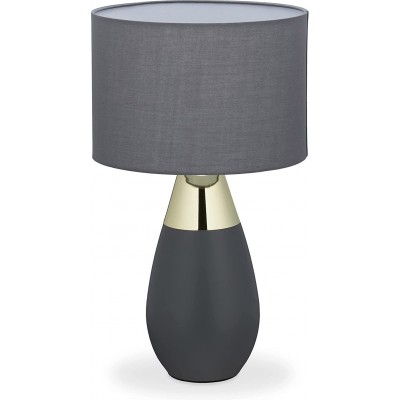 Lampada da tavolo 40W Forma Cilindrica 49×28 cm. Regolabile su 3 livelli Sala da pranzo, camera da letto e atrio. Stile moderno. Metallo e Tessile. Colore grigio