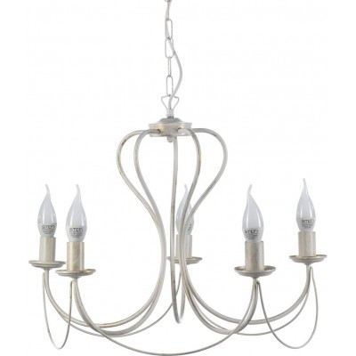 Lámpara de araña 6W 53×49 cm. 5 puntos de luz Comedor, dormitorio y vestíbulo. Estilo clásico. Metal. Color gris