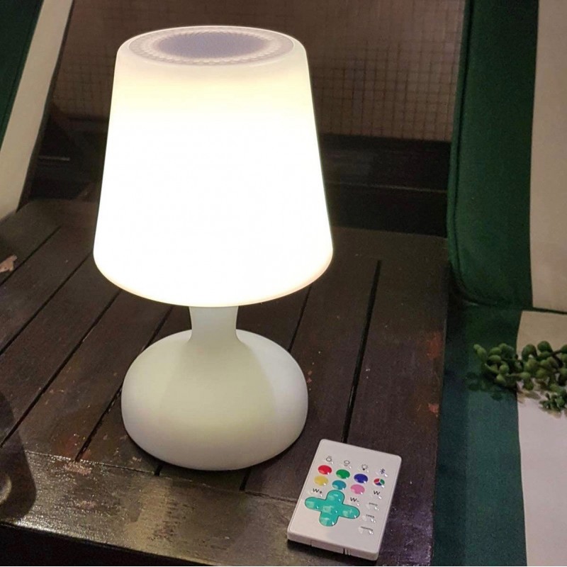 83,95 € Free Shipping | Outdoor lamp 8W Conical Shape 26×16 cm. Dimmable LED. Bluetooth speaker. Remote control Terrace, garden and public space. PMMA. White Color