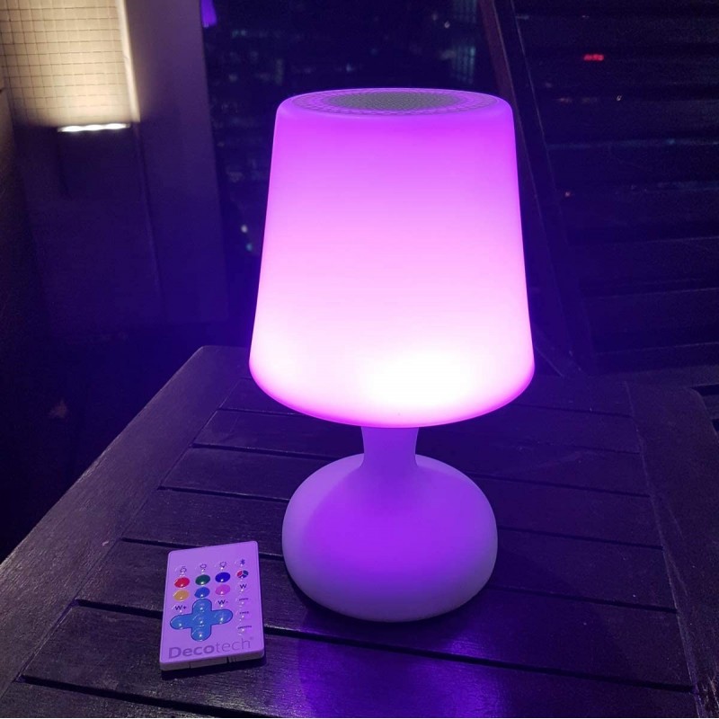 83,95 € Free Shipping | Outdoor lamp 8W Conical Shape 26×16 cm. Dimmable LED. Bluetooth speaker. Remote control Terrace, garden and public space. PMMA. White Color