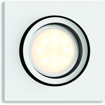 Iluminación empotrable Philips 231W Forma Cuadrada 18×14 cm. LED con interruptor. Alexa y Google Home Dormitorio. Color blanco
