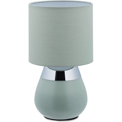 Lámpara de sobremesa Forma Cilíndrica 32×18 cm. Táctil Comedor, dormitorio y vestíbulo. Estilo moderno. PMMA, Metal y Textil. Color verde