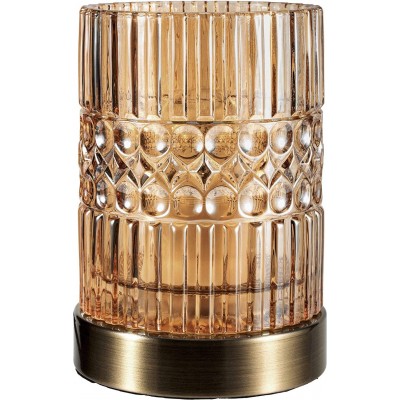 64,95 € Free Shipping | Table lamp 25W Cylindrical Shape 17×12 cm. Living room, bedroom and lobby. Modern Style. Crystal, Metal casting and Glass. Yellow Color