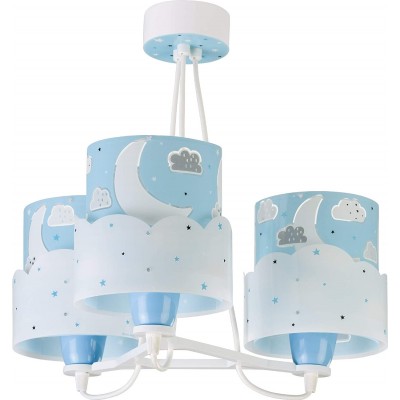 Lámpara infantil 60W Forma Cilíndrica 39×39 cm. Triple foco. La Luna y las nubes Salón, dormitorio y vestíbulo. Estilo moderno. ABS, Aluminio y PMMA. Color azul