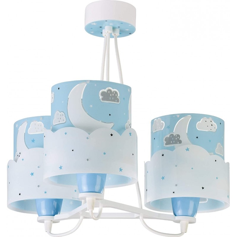 77,95 € Free Shipping | Kids lamp 60W Cylindrical Shape 39×39 cm. Triple focus. The moon and the clouds Living room, bedroom and lobby. Modern Style. ABS, Aluminum and PMMA. Blue Color