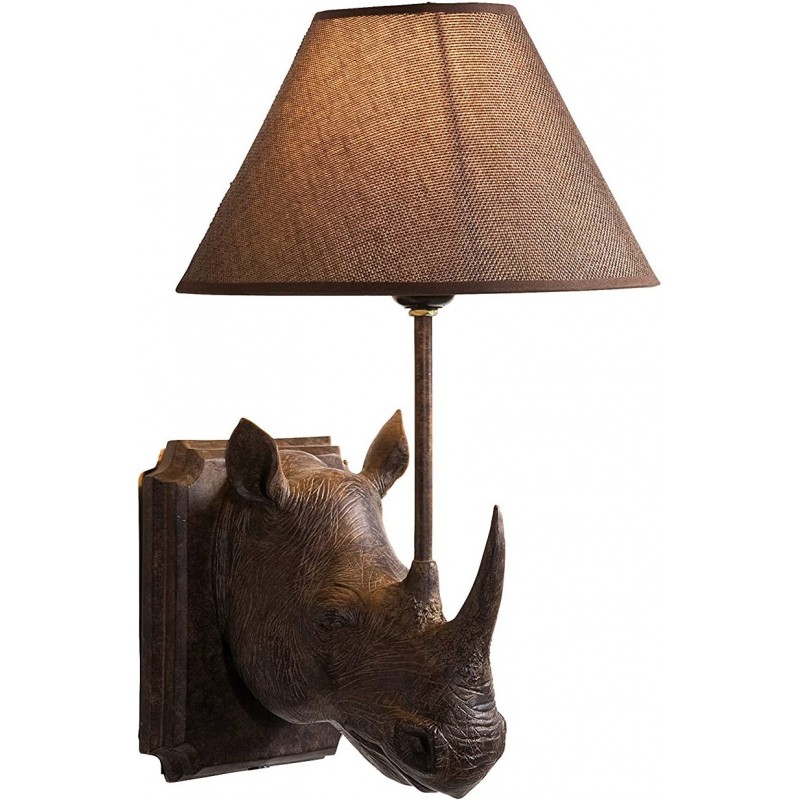 98,95 € Envio grátis | Luz de parede interna 60W Forma Cônica 40×27 cm. Desenho de rinoceronte Sala de estar, sala de jantar e quarto. Estilo clássico. Cor castanho