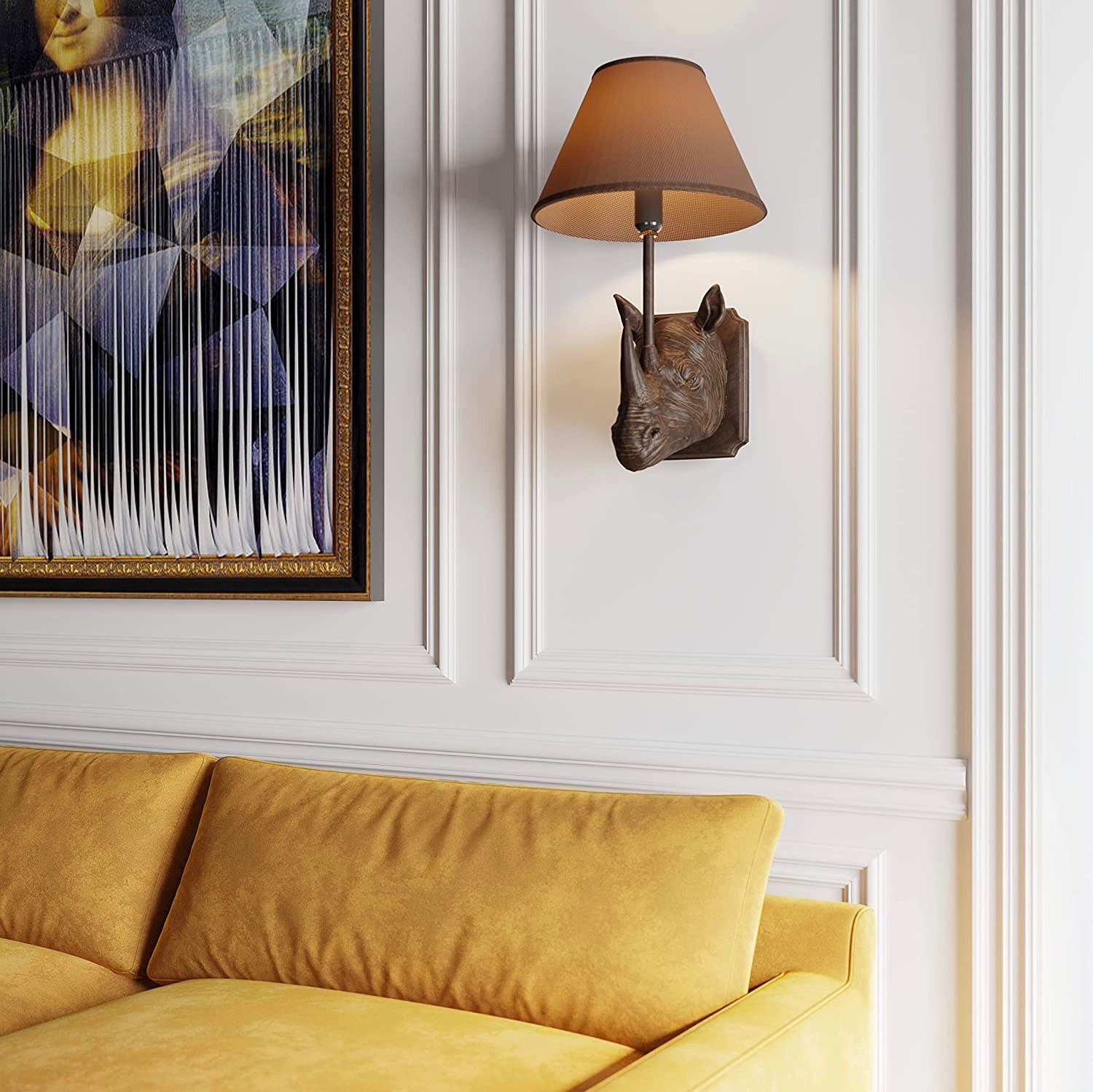 93,95 € Envío gratis | Aplique de pared interior 60W 40×27 cm. Diseño de rinoceronte Color marrón