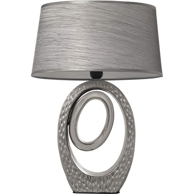 78,95 € Envio grátis | Lâmpada de mesa Forma Cilíndrica 55×30 cm. Sala de estar, quarto e salão. Cerâmica. Cor prata