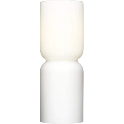 Lampe de table Façonner Cylindrique Ø 9 cm. Salle à manger, chambre et hall. Verre. Couleur blanc