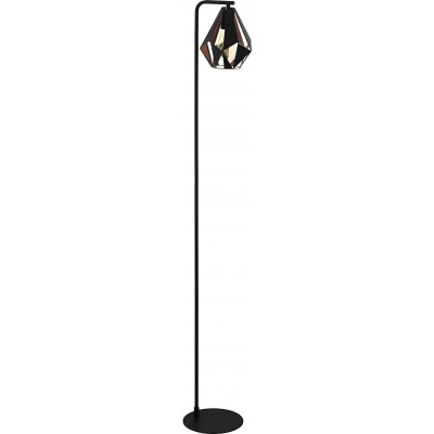 Lampadaire Eglo 151×24 cm. Interrupteur au pied Salle à manger, chambre et hall. Style rétro. Acier. Couleur noir