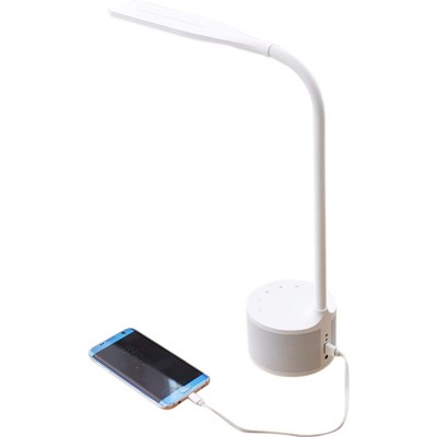 42,95 € 免费送货 | 台灯 长方形 形状 38×29 cm. 蓝牙扬声器。 USB充电器 客厅, 饭厅 和 卧室. 白色的 颜色