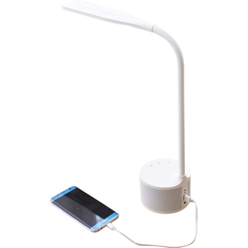42,95 € Envio grátis | Lampada de escritorio Forma Retangular 38×29 cm. Alto-falante Bluetooth. carregador USB Sala de estar, sala de jantar e quarto. Cor branco