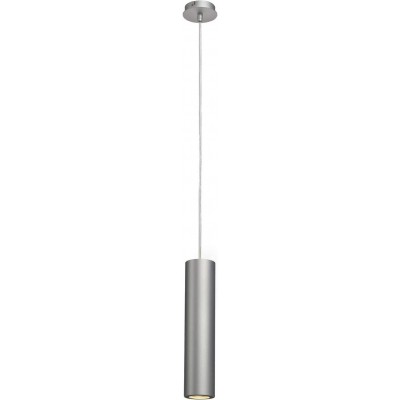 Lampada a sospensione Forma Cilindrica 40×10 cm. LED Sala da pranzo. Acciaio e Alluminio. Colore grigio