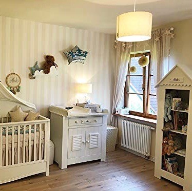 98,95 € Envío gratis | Lámpara infantil 60W 35×35 cm. Tulipa Madera y textil. Color blanco