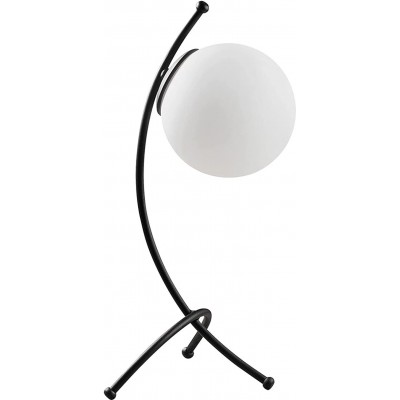 Lámpara de sobremesa Forma Esférica 43×23 cm. Sujeción sobre trípode Salón, comedor y vestíbulo. Estilo moderno y cool. Metal. Color blanco