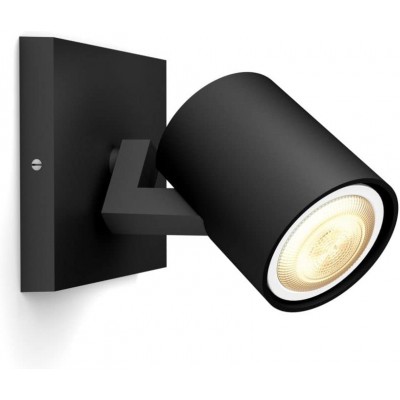 Foco para interior Philips 5W Forma Cilíndrica 11×11 cm. LED orientable. Alexa y Google Home Comedor, dormitorio y vestíbulo. Color negro
