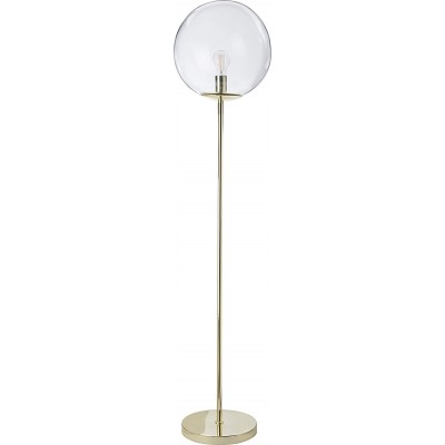 Luminária de piso 40W Ø 34 cm. Cristal e metais. Cor dourado