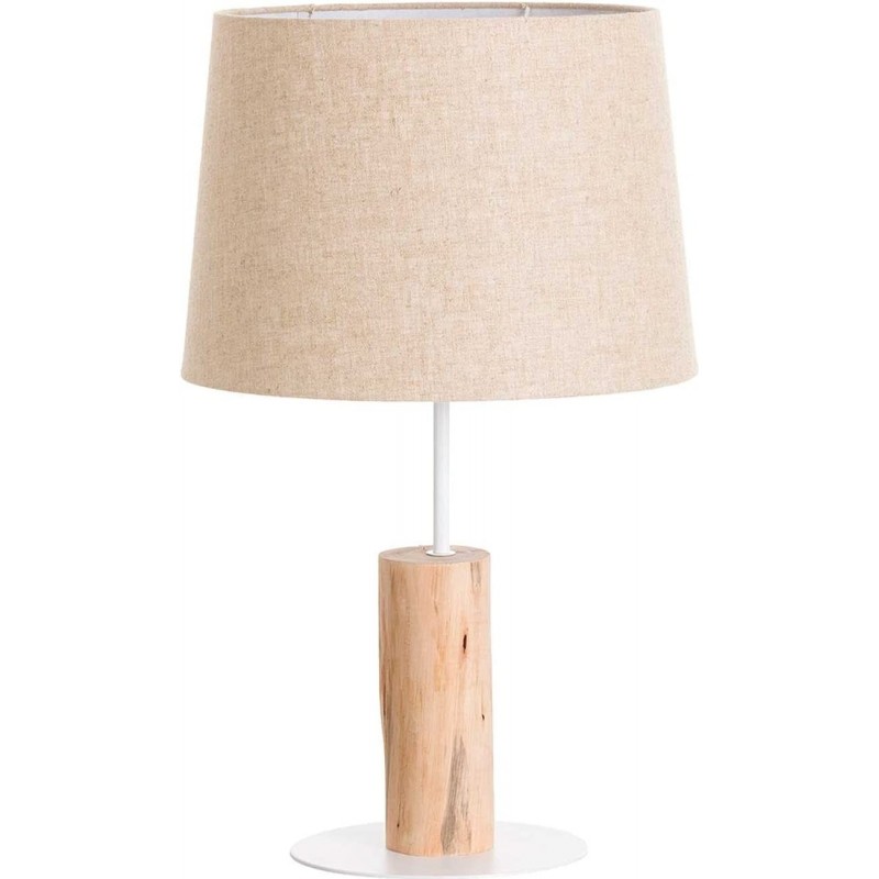 78,95 € Free Shipping | Table lamp 40W Cylindrical Shape 38×35 cm. Dining room, bedroom and lobby. Rustic Style. Metal casting, Wood and Textile. Brown Color