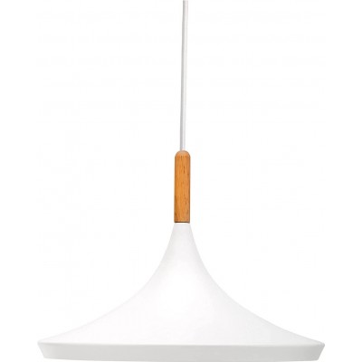Lampada a sospensione 20W Forma Conica 36×36 cm. Cucina, sala da pranzo e camera da letto. Metallo e Legna. Colore bianca