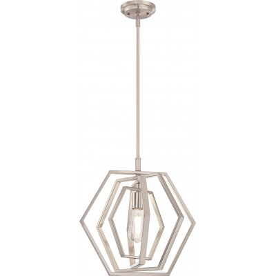 89,95 € Free Shipping | Hanging lamp 60W 40×40 cm. Living room, dining room and bedroom. Metal casting. Nickel Color