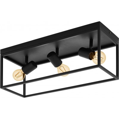 108,95 € Free Shipping | Ceiling lamp Eglo 40W Rectangular Shape 54×21 cm. 3 adjustable light points Dining room, bedroom and lobby. Steel. Black Color
