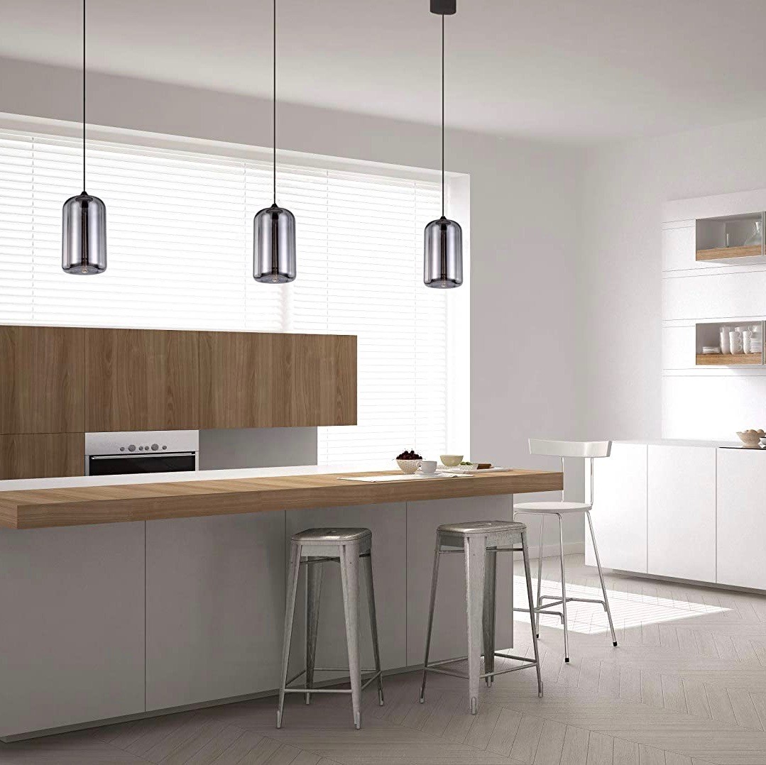 84,95 € Envio grátis | Lâmpada pendurada 40W 30×20 cm. Cristal. Cor cinza