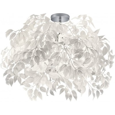 Lampe au plafond Reality 40W 73×70 cm. Conception florale avec des feuilles Chambre. Style moderne. Acrylique et Métal. Couleur chromé
