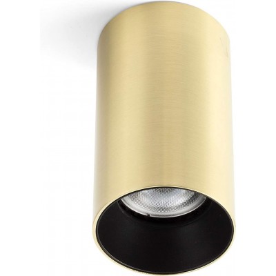 Indoor spotlight 8W Cylindrical Shape Ø 6 cm. Living room, dining room and lobby. Aluminum and Polycarbonate. Golden Color