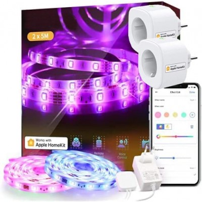 115,95 € Kostenloser Versand | LED-Streifen und Schlauch LED 1000 cm. 10 Meter. Multicolor RGB LED Strip Coil-Reel mit intelligentem Stecker. Apple HomeKit