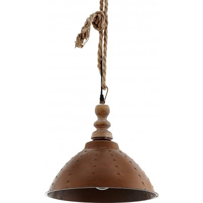 Lámpara colgante Eglo 60W Forma Redonda 110×38 cm. Sujeción mediante cuerda Comedor. Estilo retro y vintage. Acero y Madera. Color marrón