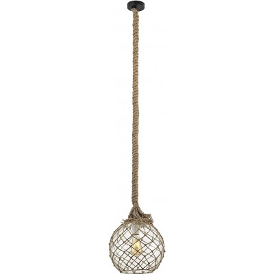 Hanging lamp 60W Spherical Shape 118×28 cm. Living room, dining room and bedroom. Vintage Style. Crystal and Textile. Brown Color