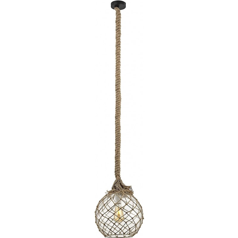75,95 € Free Shipping | Hanging lamp 60W Spherical Shape 118×28 cm. Living room, dining room and bedroom. Vintage Style. Crystal and Textile. Brown Color