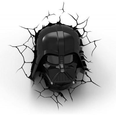 Aplique de pared interior 33×25 cm. Luminaria 3D. Diseño en forma de máscara de Darth Vader Salón, comedor y vestíbulo. Estilo diseño y cool. Madera. Color negro