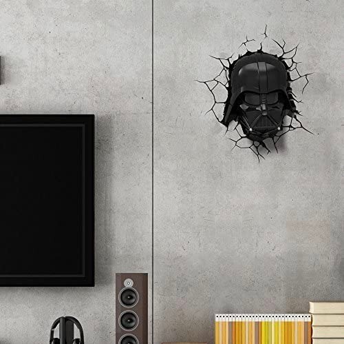 77,95 € Envoi gratuit | Applique murale d'intérieur 33×25 cm. Luminaire 3D. Conception de masque de Dark Vador Bois. Couleur noir
