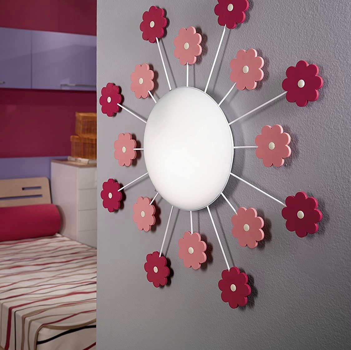 68,95 € Kostenloser Versand | Kinderlampe Eglo 60W Blumendesign Stahl, kristall und glas. Weiß Farbe