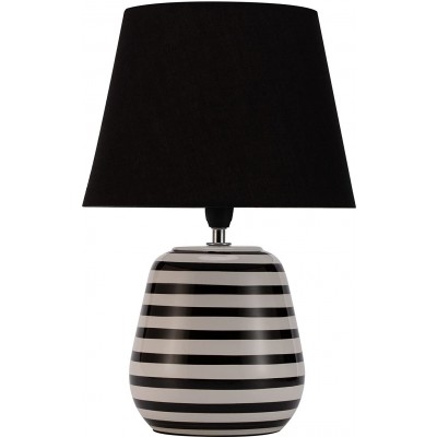 Table lamp 20W Cylindrical Shape 36×25 cm. Living room, bedroom and lobby. Modern Style. Ceramic and Textile. Black Color